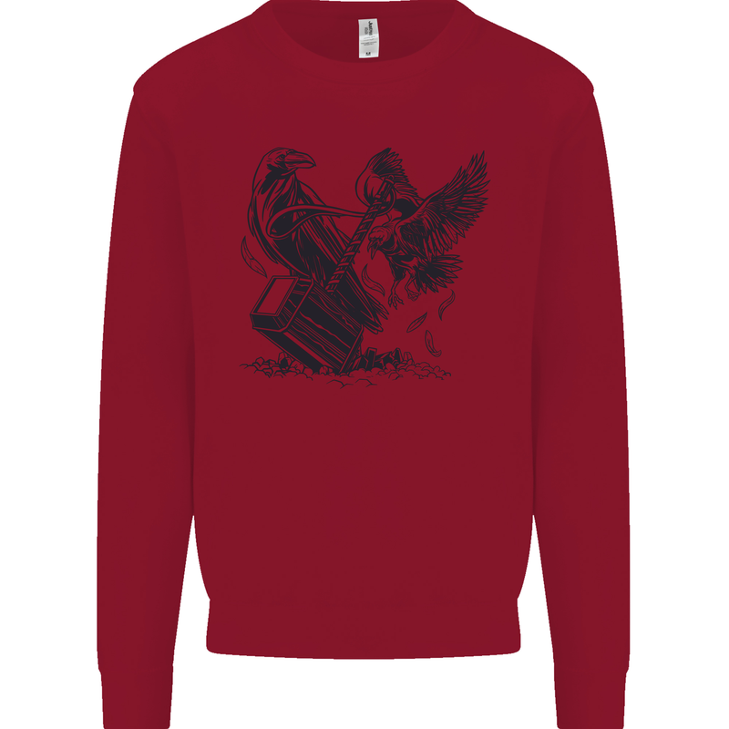 Hammer and Raven Vikings Kids Sweatshirt Jumper Red