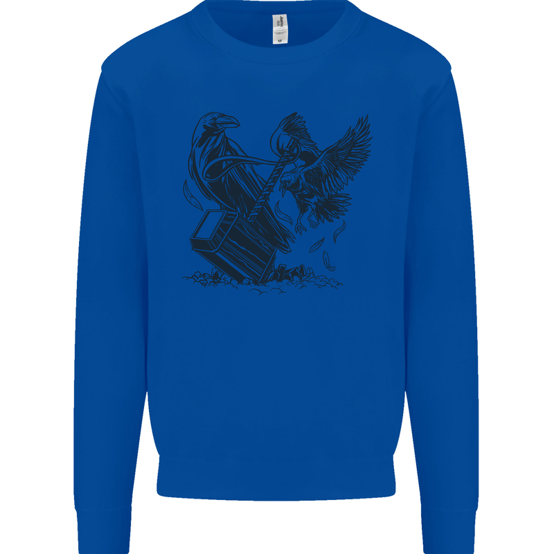 Hammer and Raven Vikings Kids Sweatshirt Jumper Royal Blue
