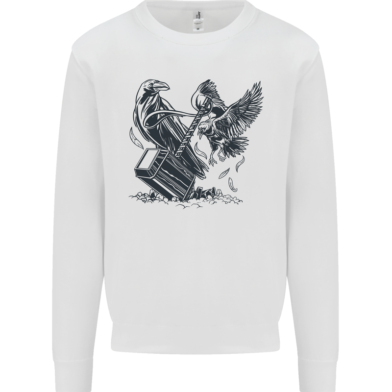 Hammer and Raven Vikings Kids Sweatshirt Jumper White