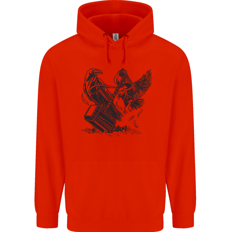 Hammer and Raven Vikings Mens 80% Cotton Hoodie Bright Red