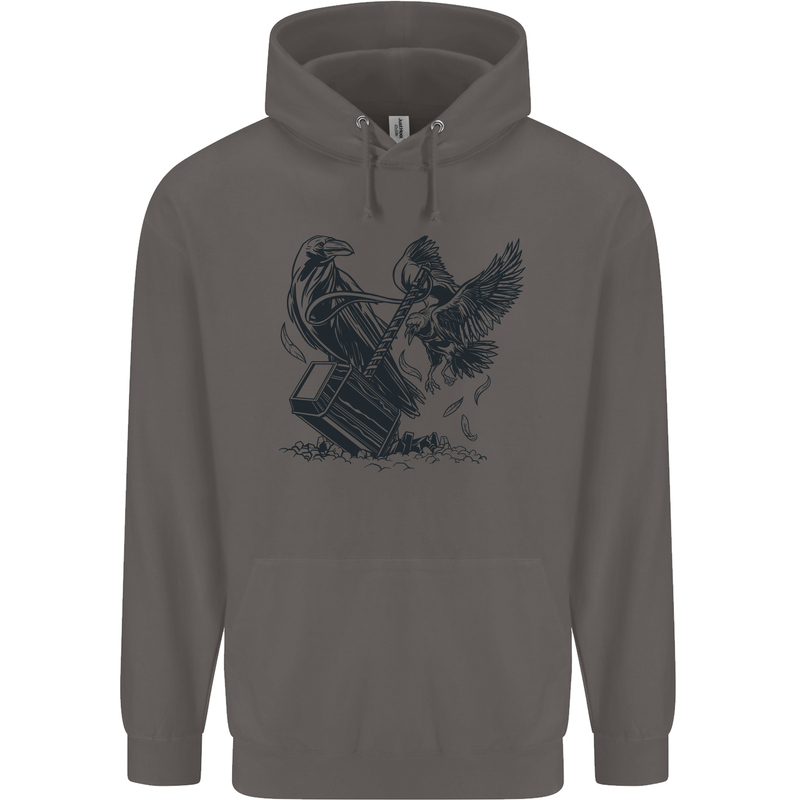 Hammer and Raven Vikings Mens 80% Cotton Hoodie Charcoal