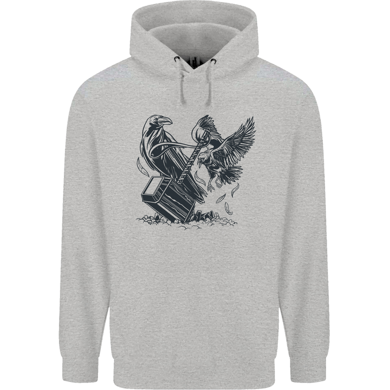 Hammer and Raven Vikings Mens 80% Cotton Hoodie Sports Grey