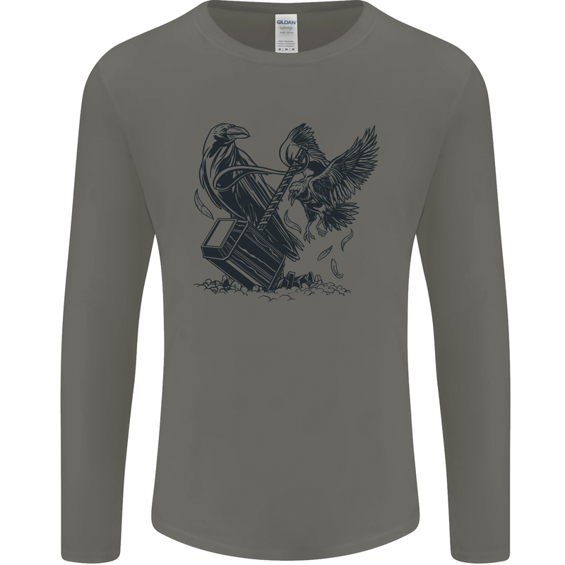 Hammer and Raven Vikings Mens Long Sleeve T-Shirt Charcoal