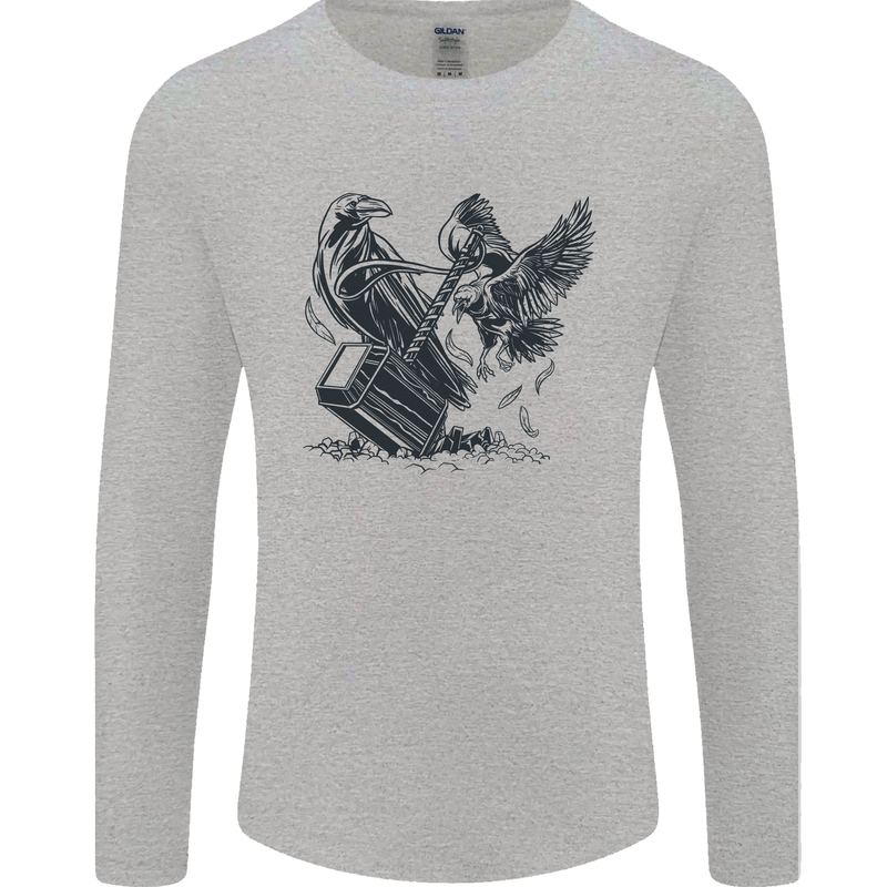 Hammer and Raven Vikings Mens Long Sleeve T-Shirt Sports Grey