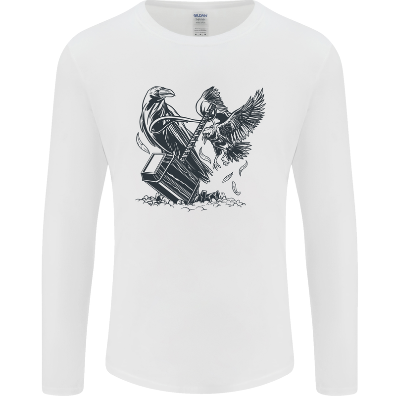 Hammer and Raven Vikings Mens Long Sleeve T-Shirt White