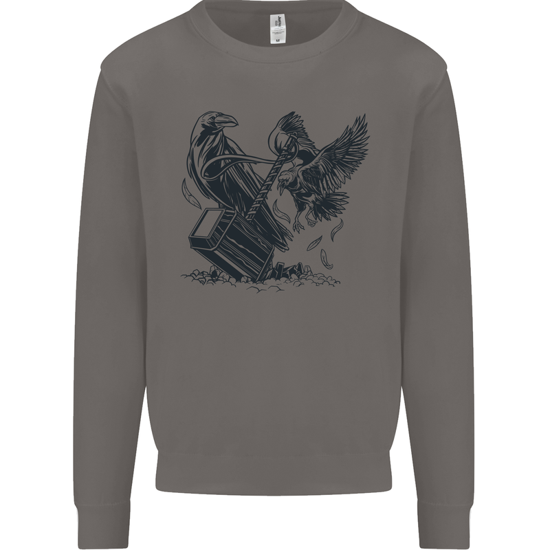 Hammer and Raven Vikings Mens Sweatshirt Jumper Charcoal