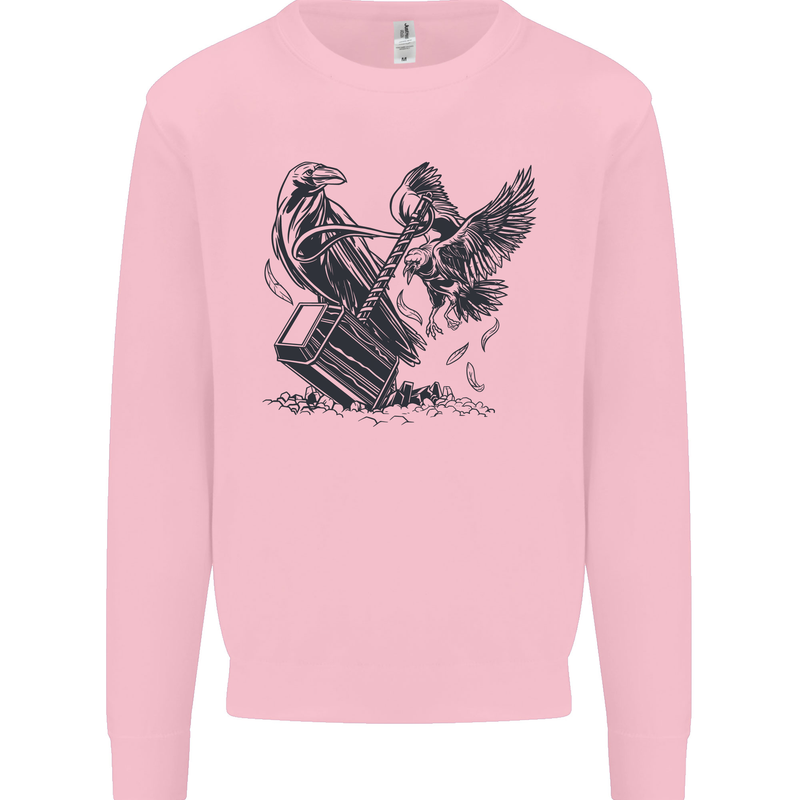 Hammer and Raven Vikings Mens Sweatshirt Jumper Light Pink