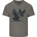 Hammer and Raven Vikings Mens V-Neck Cotton T-Shirt Charcoal