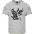 Hammer and Raven Vikings Mens V-Neck Cotton T-Shirt Sports Grey