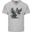 Hammer and Raven Vikings Mens V-Neck Cotton T-Shirt Sports Grey