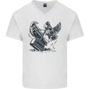 Hammer and Raven Vikings Mens V-Neck Cotton T-Shirt White