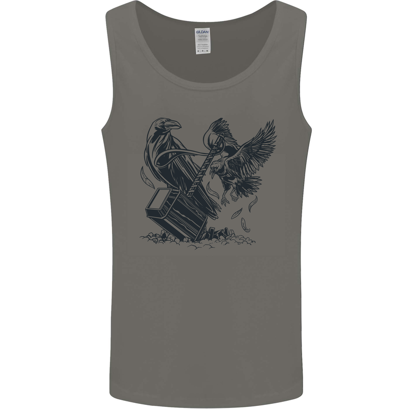 Hammer and Raven Vikings Mens Vest Tank Top Charcoal