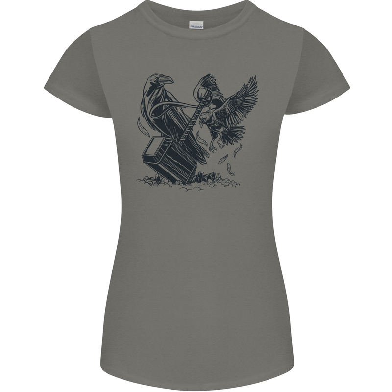 Hammer and Raven Vikings Womens Petite Cut T-Shirt Charcoal