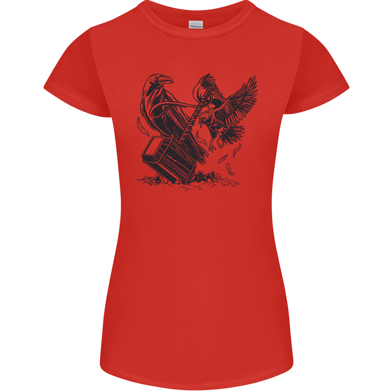 Hammer and Raven Vikings Womens Petite Cut T-Shirt Red