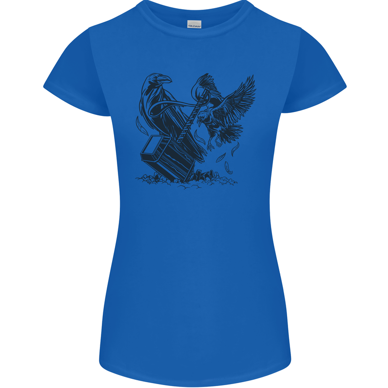 Hammer and Raven Vikings Womens Petite Cut T-Shirt Royal Blue