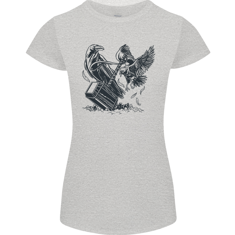 Hammer and Raven Vikings Womens Petite Cut T-Shirt Sports Grey