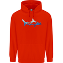 Hammerhead Shark Scuba Diver Diving Childrens Kids Hoodie Bright Red