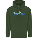Hammerhead Shark Scuba Diver Diving Childrens Kids Hoodie Forest Green