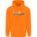 Hammerhead Shark Scuba Diver Diving Childrens Kids Hoodie Orange