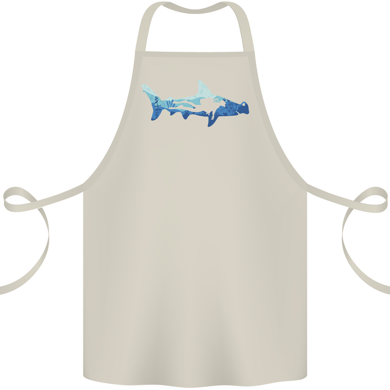 Hammerhead Shark Scuba Diver Diving Cotton Apron 100% Organic Natural