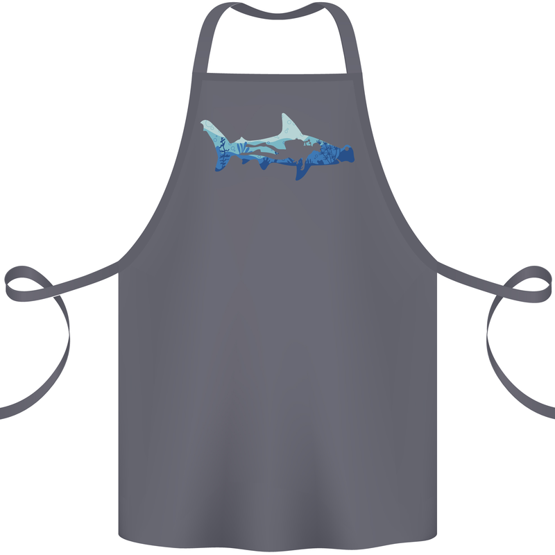 Hammerhead Shark Scuba Diver Diving Cotton Apron 100% Organic Steel