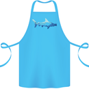 Hammerhead Shark Scuba Diver Diving Cotton Apron 100% Organic Turquoise