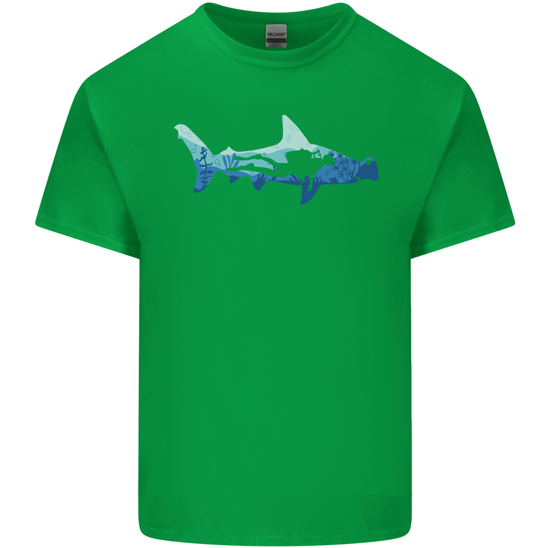 Hammerhead Shark Scuba Diver Diving Kids T-Shirt Childrens Irish Green