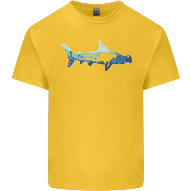 Hammerhead Shark Scuba Diver Diving Kids T-Shirt Childrens Yellow