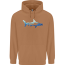 Hammerhead Shark Scuba Diver Diving Mens 80% Cotton Hoodie Caramel Latte