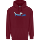 Hammerhead Shark Scuba Diver Diving Mens 80% Cotton Hoodie Maroon