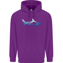 Hammerhead Shark Scuba Diver Diving Mens 80% Cotton Hoodie Purple