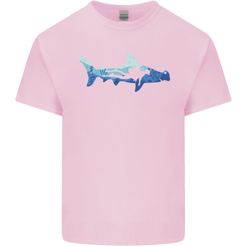 Hammerhead Shark Scuba Diver Diving Mens Cotton T-Shirt Tee Top Light Pink