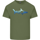 Hammerhead Shark Scuba Diver Diving Mens Cotton T-Shirt Tee Top Military Green