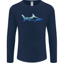 Hammerhead Shark Scuba Diver Diving Mens Long Sleeve T-Shirt Navy Blue