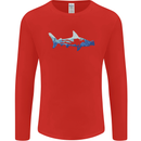 Hammerhead Shark Scuba Diver Diving Mens Long Sleeve T-Shirt Red