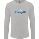 Hammerhead Shark Scuba Diver Diving Mens Long Sleeve T-Shirt Sports Grey