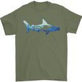Hammerhead Shark Scuba Diver Diving Mens T-Shirt 100% Cotton Military Green
