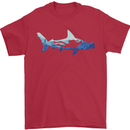 Hammerhead Shark Scuba Diver Diving Mens T-Shirt 100% Cotton Red