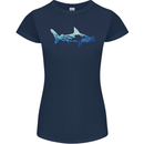 Hammerhead Shark Scuba Diver Diving Womens Petite Cut T-Shirt Navy Blue