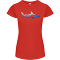 Hammerhead Shark Scuba Diver Diving Womens Petite Cut T-Shirt Red