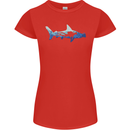 Hammerhead Shark Scuba Diver Diving Womens Petite Cut T-Shirt Red