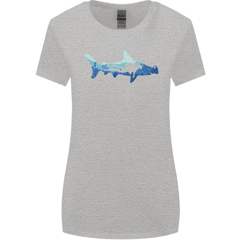 Hammerhead Shark Scuba Diver Diving Womens Wider Cut T-Shirt Sports Grey