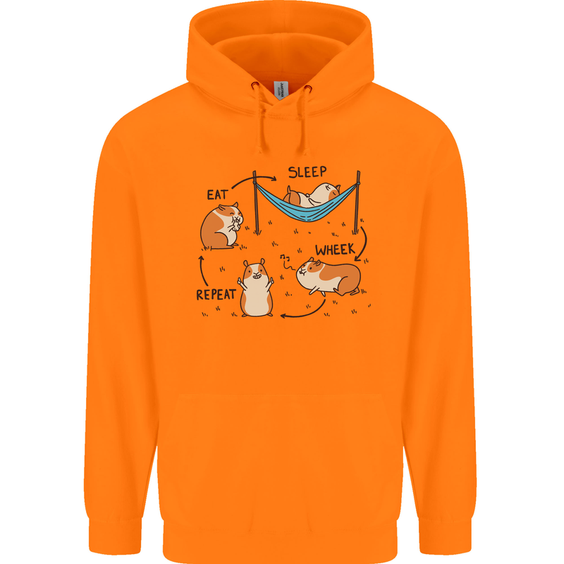 Hampster Eat Sleep Wheek Repeat Funny Childrens Kids Hoodie Orange