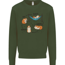 Hampster Eat Sleep Wheek Repeat Funny Kids Sweatshirt Jumper Forest Green