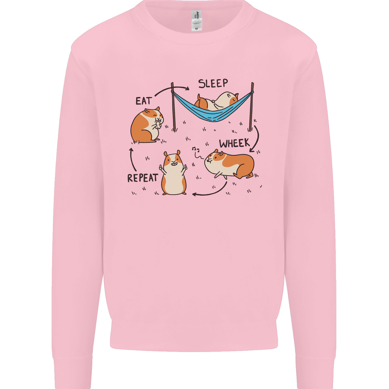 Hampster Eat Sleep Wheek Repeat Funny Kids Sweatshirt Jumper Light Pink