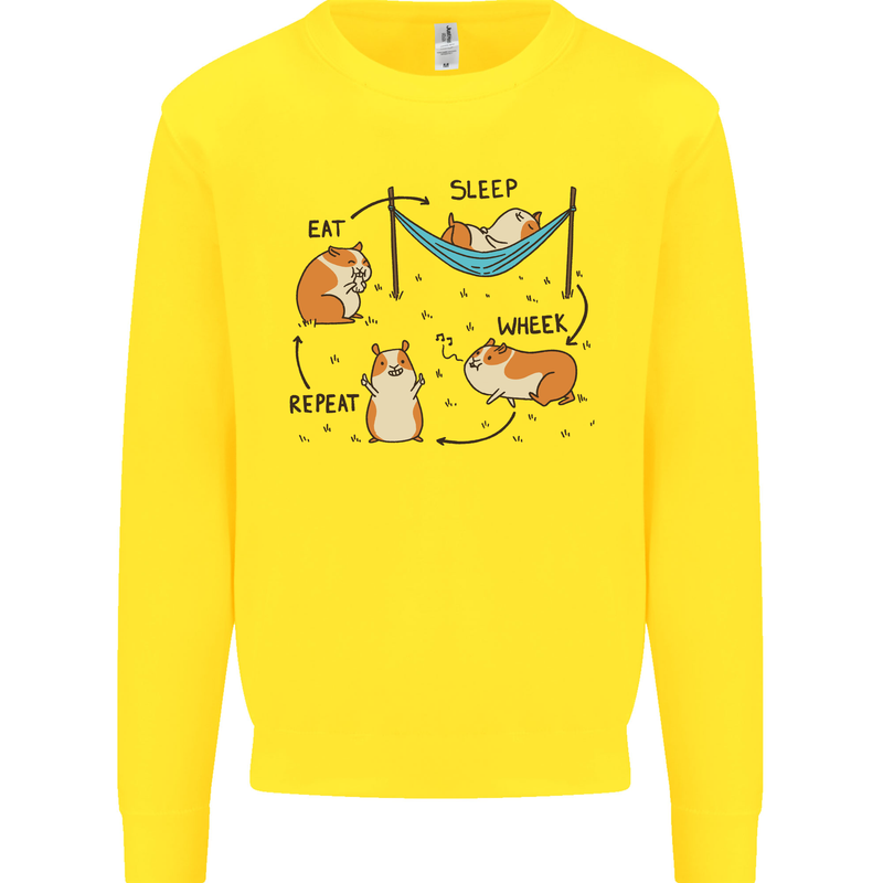 Hampster Eat Sleep Wheek Repeat Funny Kids Sweatshirt Jumper Yellow