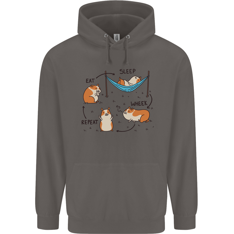 Hampster Eat Sleep Wheek Repeat Funny Mens 80% Cotton Hoodie Charcoal
