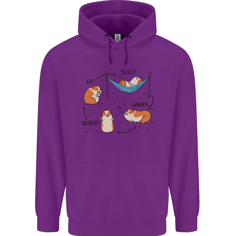 Hampster Eat Sleep Wheek Repeat Funny Mens 80% Cotton Hoodie Purple