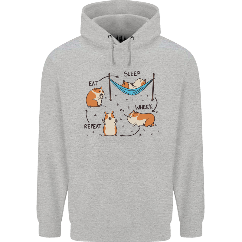 Hampster Eat Sleep Wheek Repeat Funny Mens 80% Cotton Hoodie Sports Grey