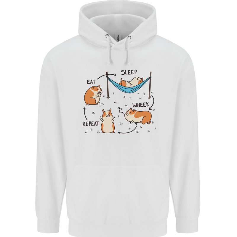 Hampster Eat Sleep Wheek Repeat Funny Mens 80% Cotton Hoodie White